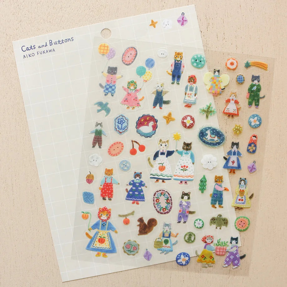 Aiko Fukawa Stickers - Cats and Buttons