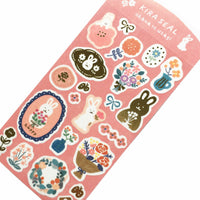 Furukawashiko Kira Seal Sticker - Flowers and Rabbits