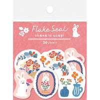 Furukawashiko Sticker Flakes - Flower and Rabbit