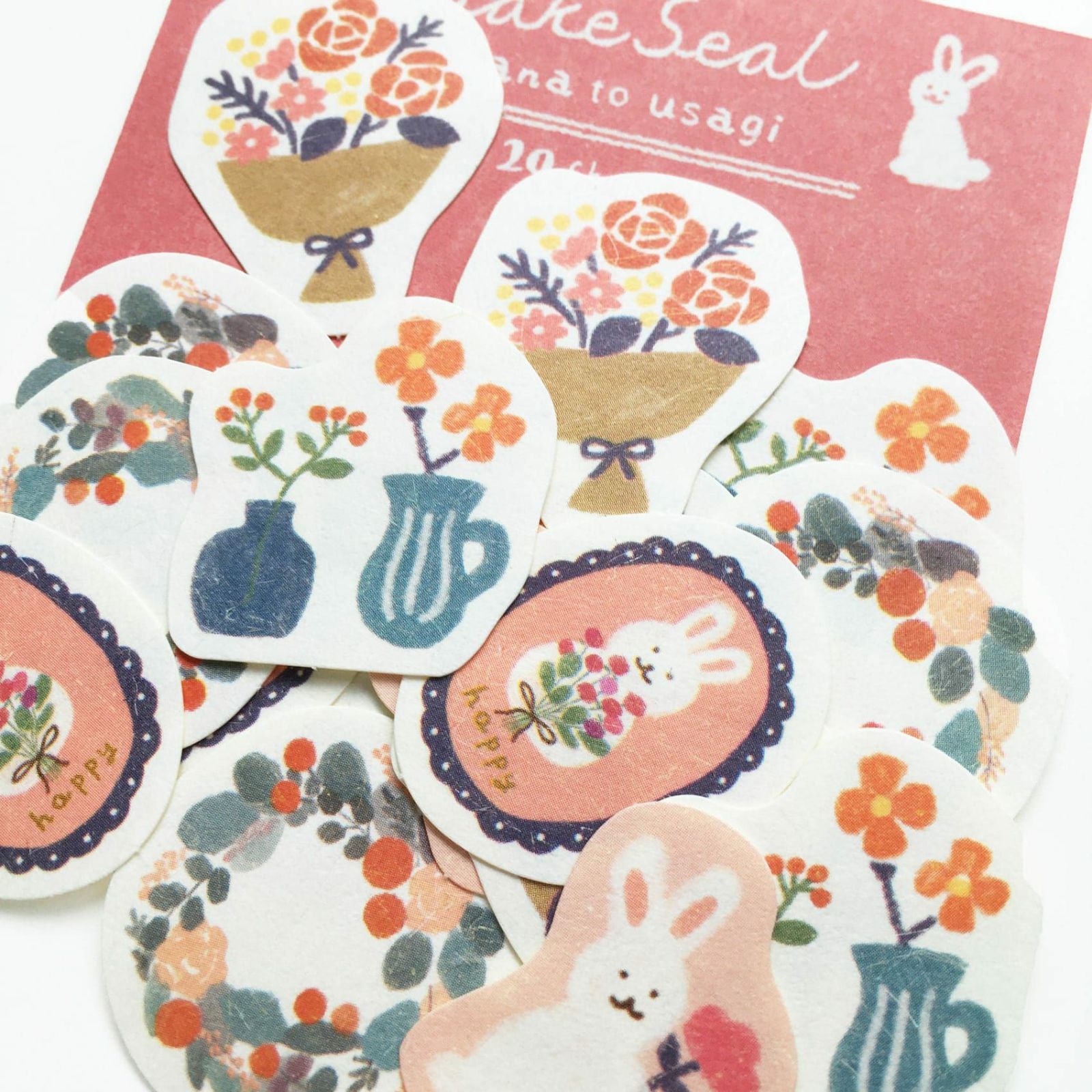 Furukawashiko Sticker Flakes - Flower and Rabbit