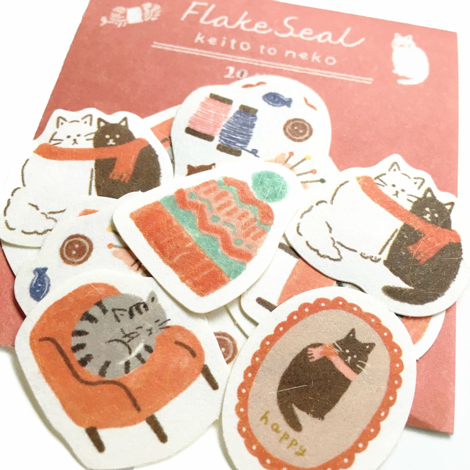 Furukawashiko Sticker Flakes - Yarn and Cat