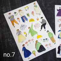 Cotori Cotori Sticker Sheet - #7 Girls in watercolour