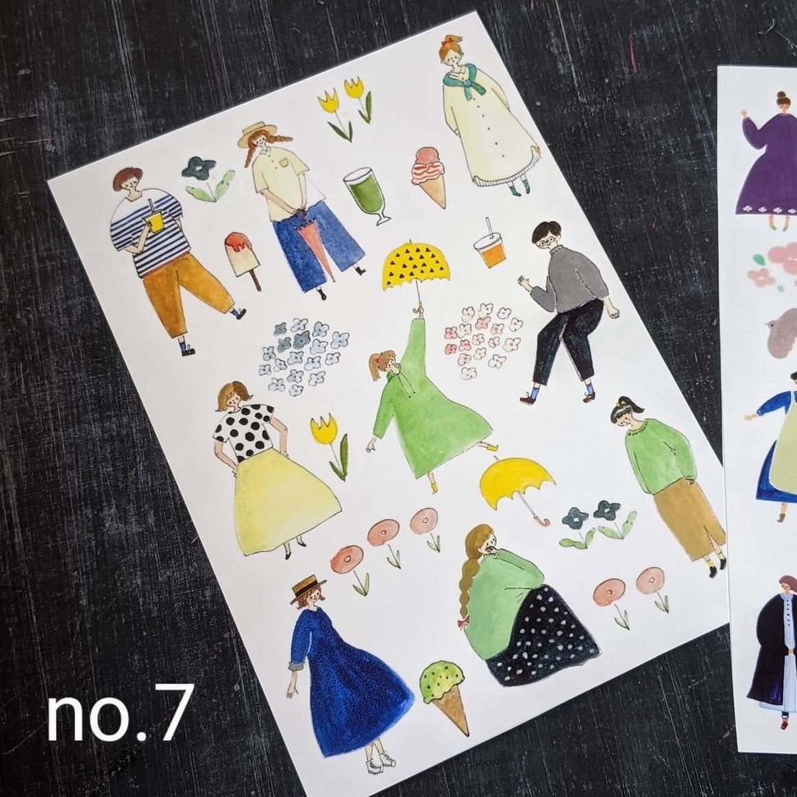 Cotori Cotori Sticker Sheet - #7 Girls in watercolour