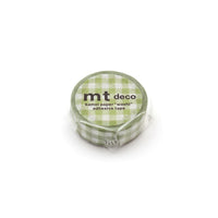 MT Deco Washi Tape - Stripe Checkered Light Moss Green