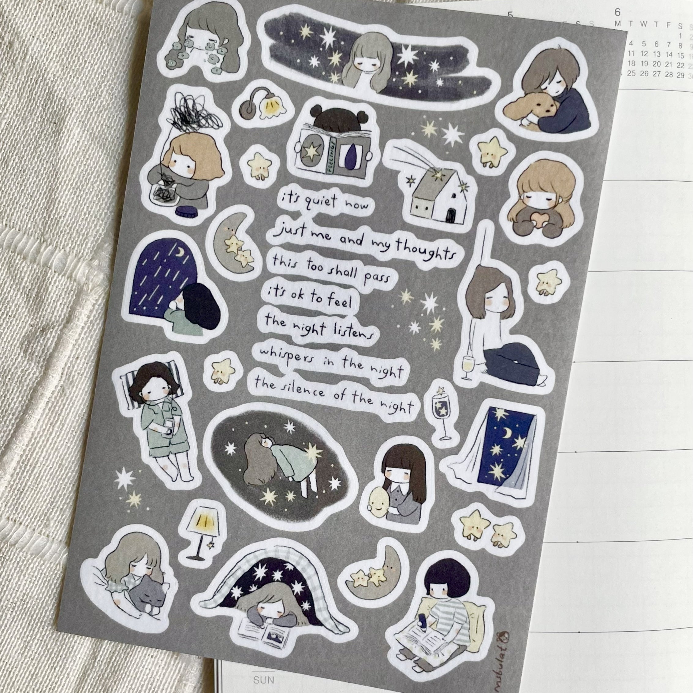 msbulat Sticker Sheet - me, the moon, the stars /月亮星星中发呆
