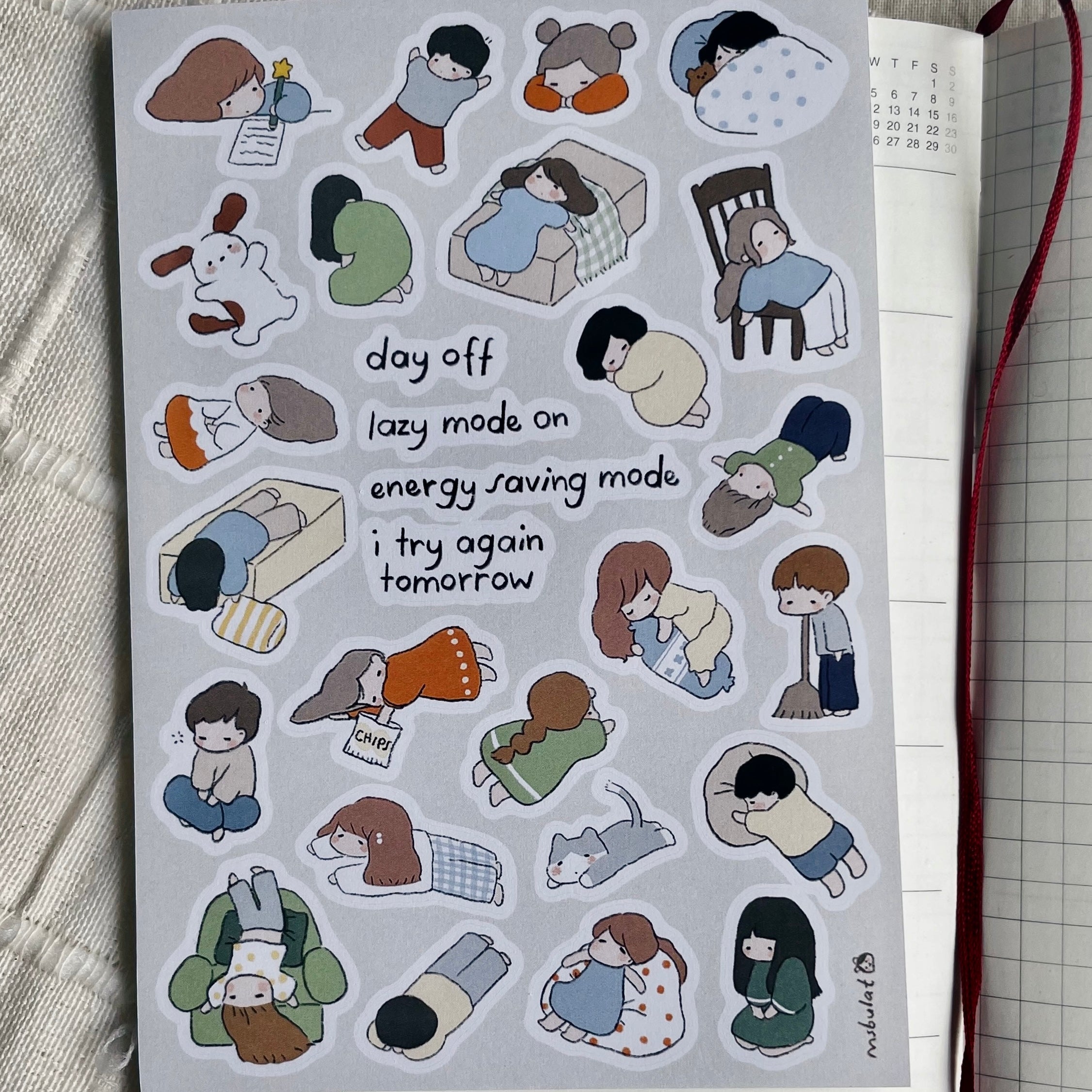 msbulat Sticker Sheet - Me no energy / 只想瘫