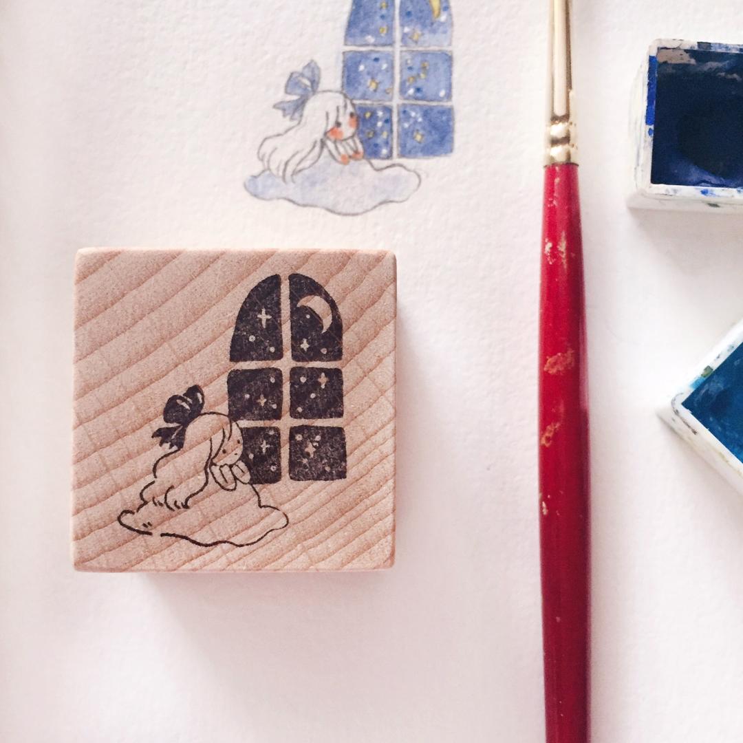 msbulat Rubber Stamp - Moon Through the Window