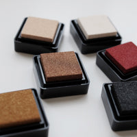 Tsukineko Delicata Metallic Shimmer Ink Pad Celestial Copper Golden Glitz Champagne White Shimmer Ruby Red Black Shimmer