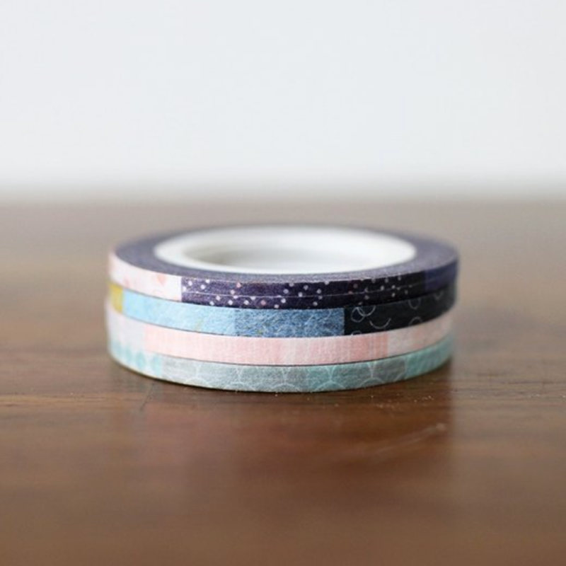 Maotu 3mm washi tape set (4 + 1 rolls) - Pattern 1 Rain