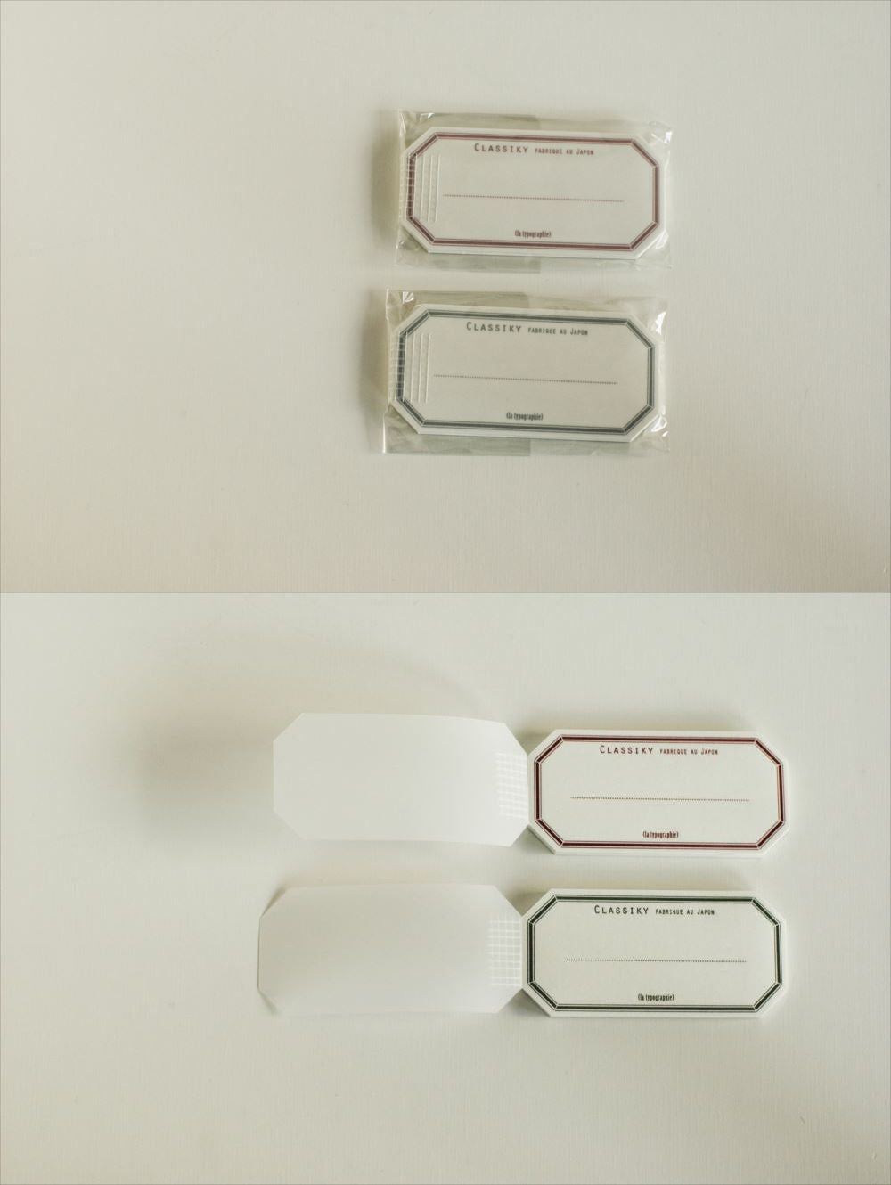 20319-03 Classiky εζ·ζε  Letterpress Printed Water Adhesive Label Book - Red / Green