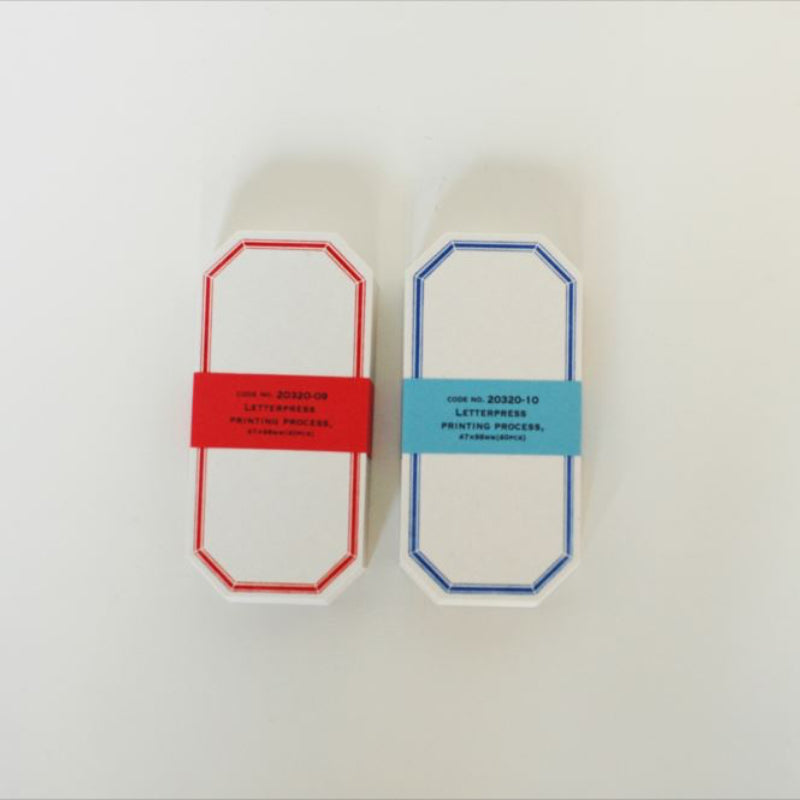 20320-09 20320-10 Classiky εζ·ζε  Octagon Framed Letterpress Label Card - Red / Blue