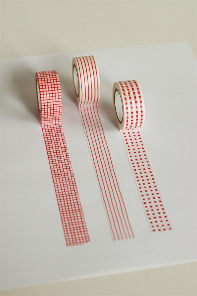 45635-01 Classiky εζ·ζε  x Mitsou Washi Tape - Pattern - Set of 3 - Red