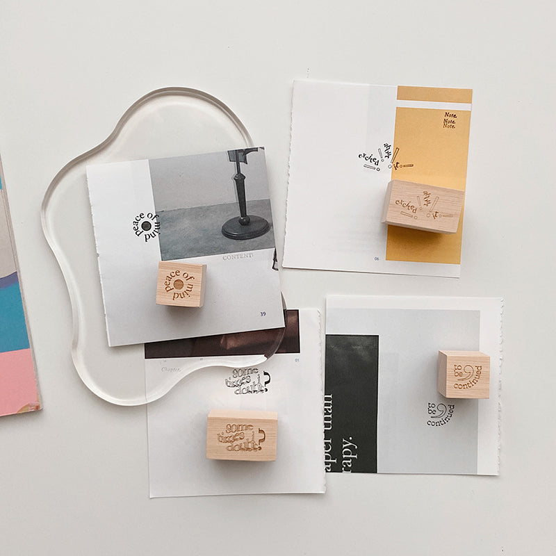 Thoughts in Silence Punctuation Mark Rubber Stamp peace of mind (.) sometimes I doubt (?) to be continued (,) excited about it (!)