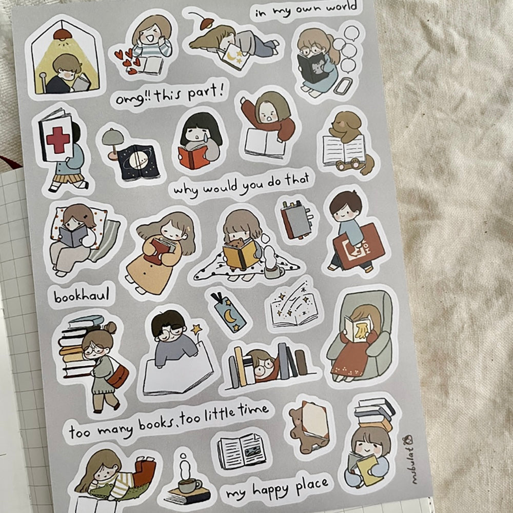msbulat Sticker Sheet - Bookworm life / 书虫日常