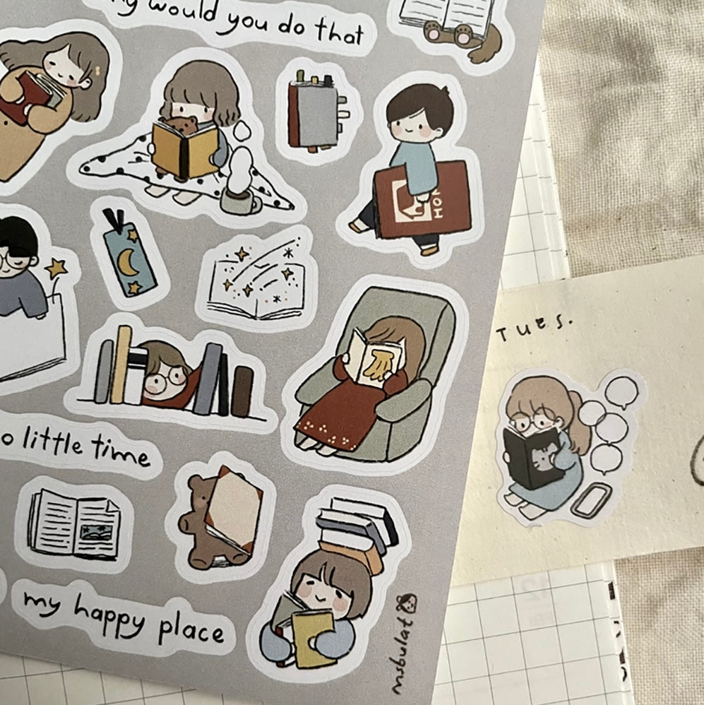 msbulat Sticker Sheet - Bookworm life / 书虫日常