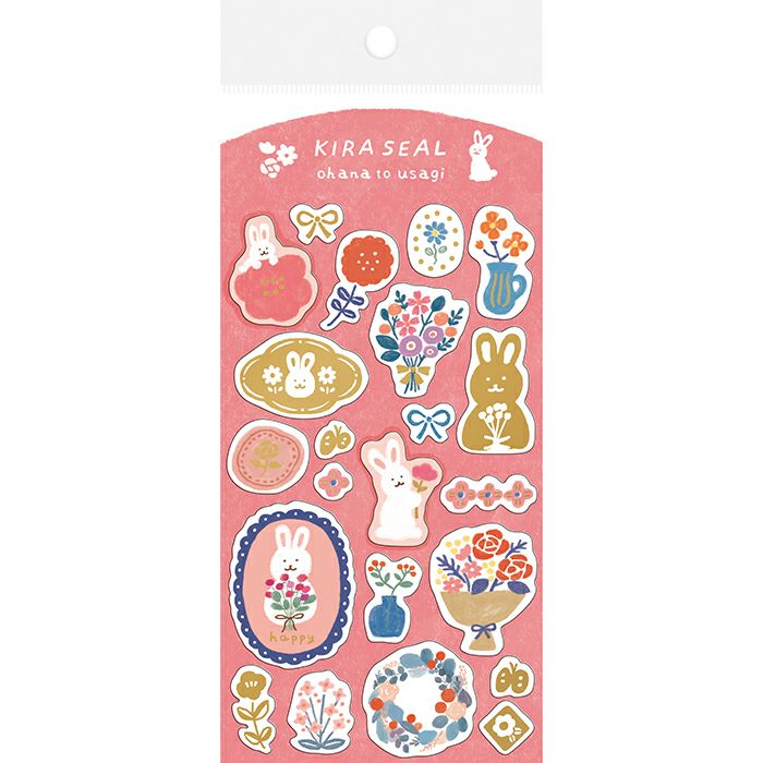 Furukawashiko Kira Seal Sticker - Flowers and Rabbits