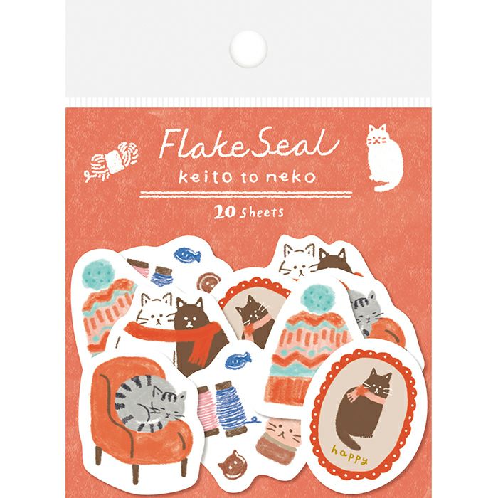 Furukawashiko Sticker Flakes - Yarn and Cat