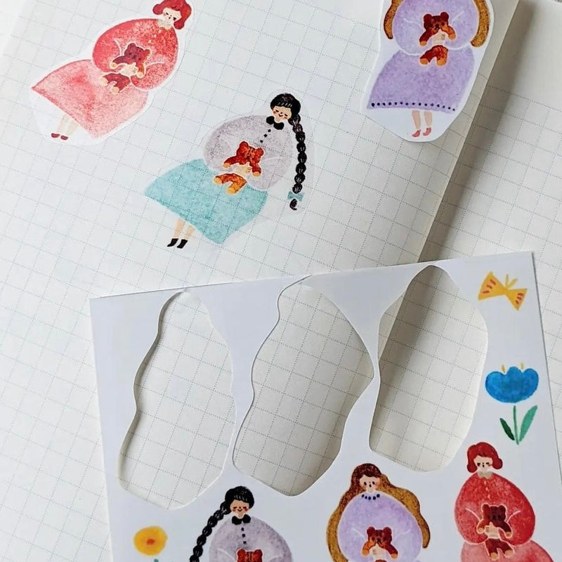 Cotori Cotori Sticker Sheet - #7 Girls in watercolour