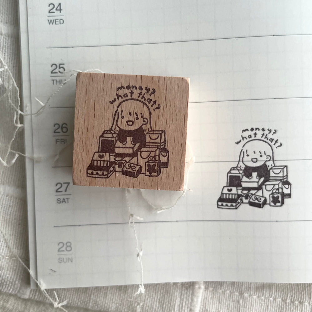 msbulat Rubber Stamp - money? what that ? /  钱是啥？