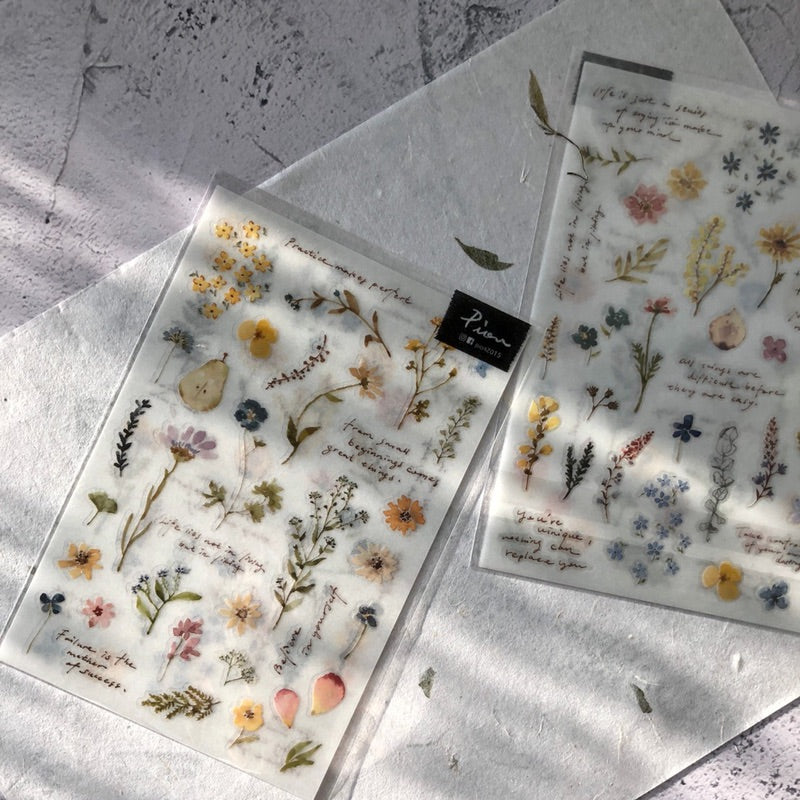 Pion Rub-on Transfer Sticker - Collection of flower and plants 花草集