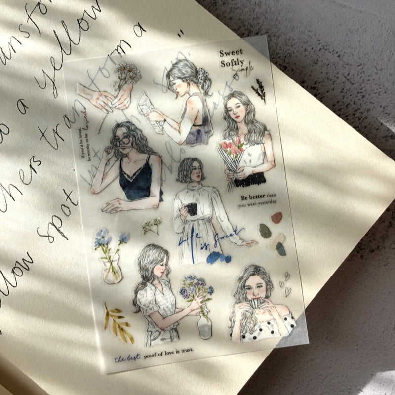 Pion Rub-on Transfer Sticker: Girls sketches 素描女孩